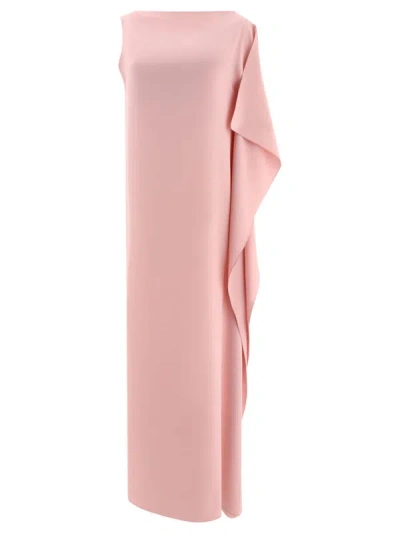 Shop Max Mara Pianoforte "bora" One-shoulder Crêpe De Chine Dress In Pink