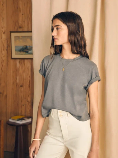 Shop Faherty Sunwashed Cropped Crew T-shirt In Smoked Pearl
