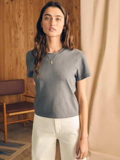 Shop Faherty Sunwashed Cropped Crew T-shirt In Smoked Pearl