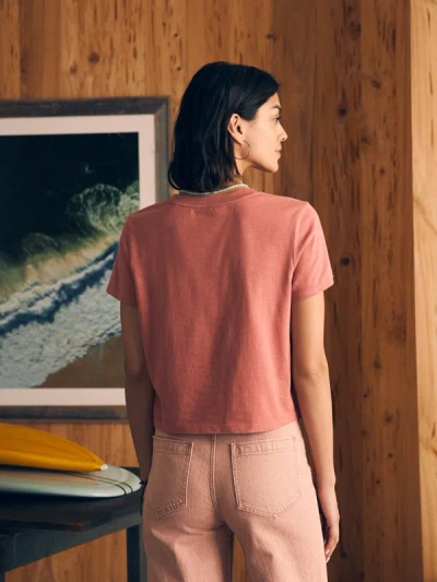 Shop Faherty Sunwashed Cropped Crew T-shirt In Kelly Pink