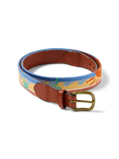 Shop Faherty 's Embroidered Belt In Sun/wave