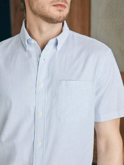 Faherty Short-sleeve Supima Oxford Shirt In Classic Stripe