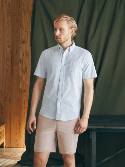 Faherty Short-sleeve Supima Oxford Shirt In Classic Stripe