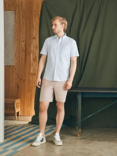 Faherty Short-sleeve Supima Oxford Shirt In Classic Stripe