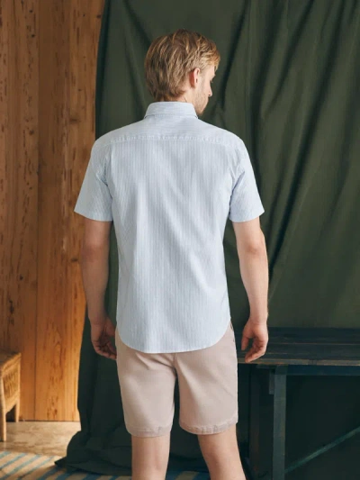 Faherty Short-sleeve Supima Oxford Shirt In Classic Stripe