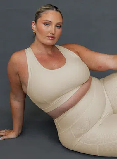 Princess Polly Active Turbo Activewear Rib Top In Latte