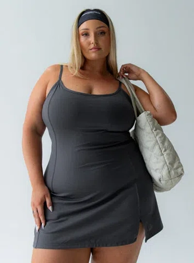 Shop Princess Polly Active Ambition Activewear Mini Dress Grey Curve In Slate