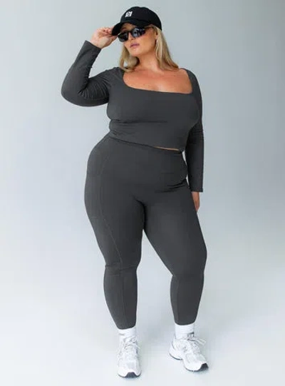 Princess Polly Active Unstoppable Activewear 7/8 Leggings Grey Curve In Slate