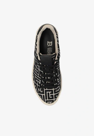 Shop Balmain B-court Monogram Sneakers In Monochrome