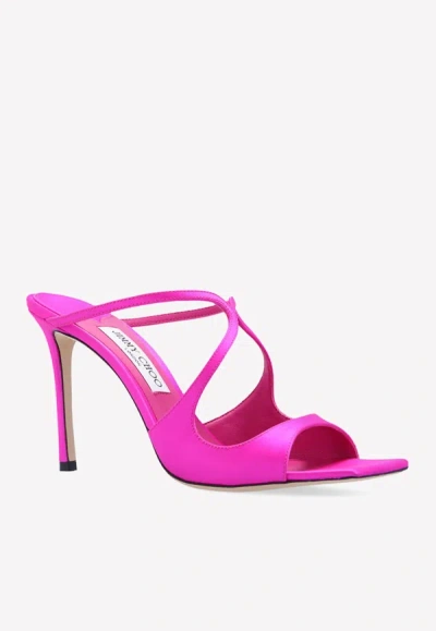 Shop Jimmy Choo Anise 95 Mules In Satin In Pink
