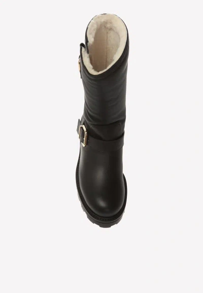 Shop Jimmy Choo Biker Ii Mid-calf Leather Boots In Black