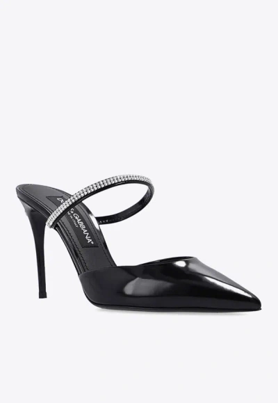 Shop Dolce & Gabbana Cardinale 90 Crystal-embellished Mules In Black