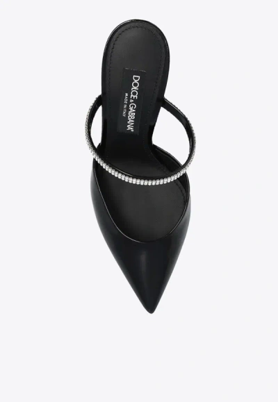 Shop Dolce & Gabbana Cardinale 90 Crystal-embellished Mules In Black
