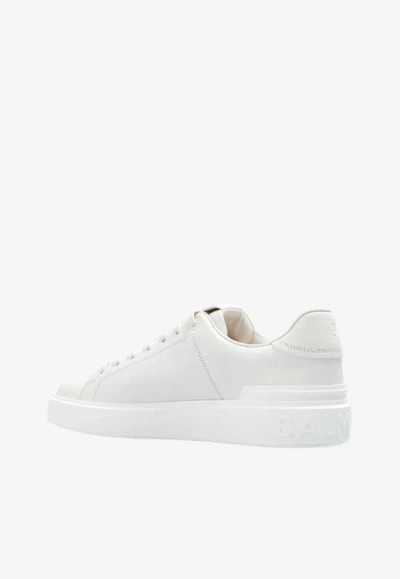 Shop Balmain B-court Low-top Leather Sneakers In White