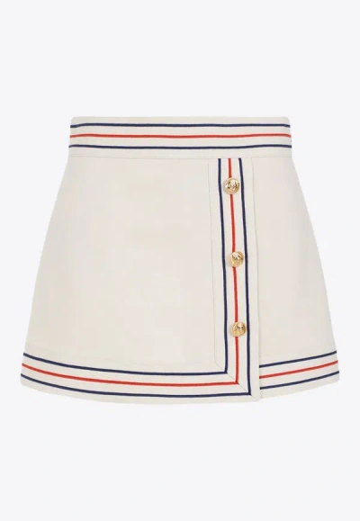 Shop Gucci A-link Mini Skirt In Beige