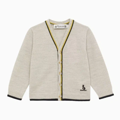 Shop Bonpoint Babies Logo-embroidered Wool Cardigan In Gray