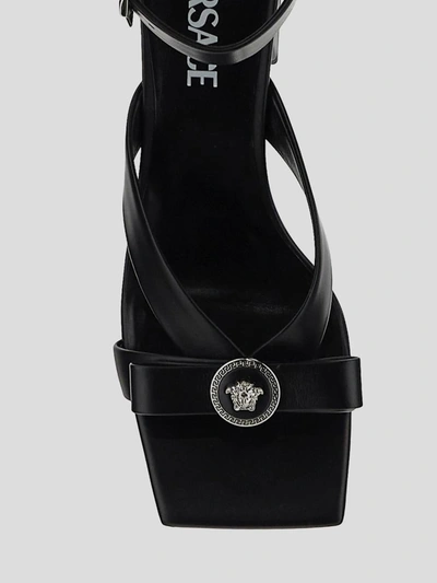 Shop Versace Sandals In Blackpalladium