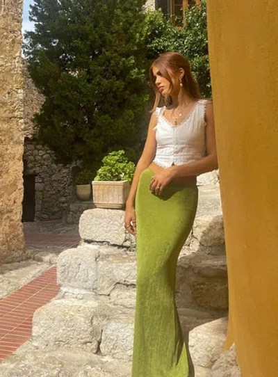 Shop Princess Polly Lower Impact Harriette Maxi Skirt In Green