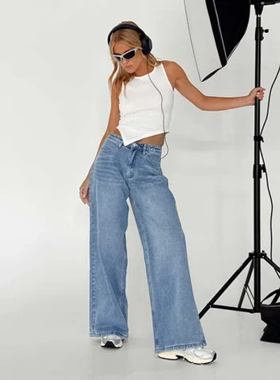 Shop Pp Dnm Naylor Wide Leg Jeans Light Wash In Denim