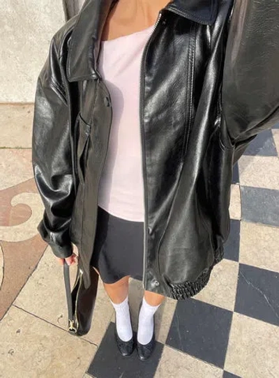 Shop Princess Polly Devija Faux Leather Jacket In Black