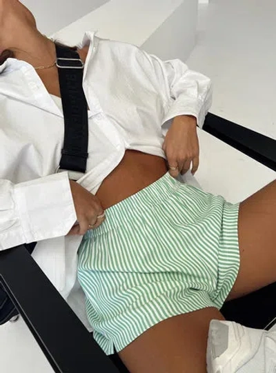 Shop Princess Polly Beach House Shorts In Green Stripe