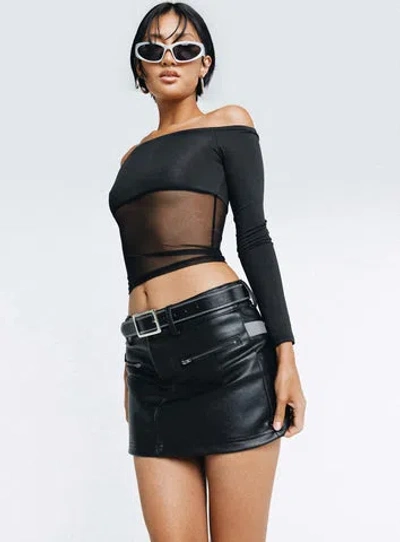 Shop Princess Polly Lower Impact Bazley Faux Leather Mini Skirt In Black