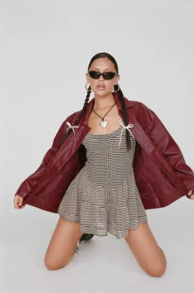 Shop Princess Polly Callie Faux Leather Jacket In Burgundy
