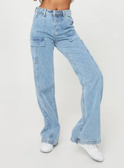 Pp Dnm Chad Cargo Jeans In Mid Wash