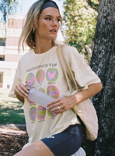 Shop Princess Polly Ways To Better Your Day Oversized Tee In Cream