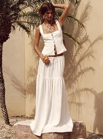 Shop Princess Polly Lower Impact Tearose Linen Blend Maxi Skirt In White