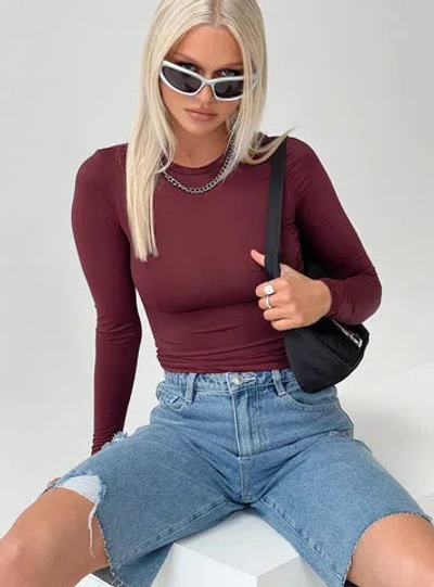 Princess Polly Soft Fit Arnim Long Sleeve Top In Wine
