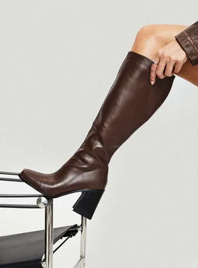 Shop Princess Polly Renzo Knee High Boots In Brown