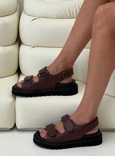 Shop Princess Polly Rue Chunky Sandals In Chocolate