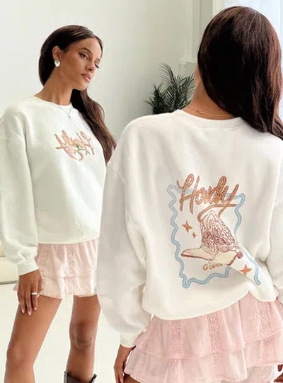 Shop Princess Polly Roped In Crew Neck Sweatshirt In White