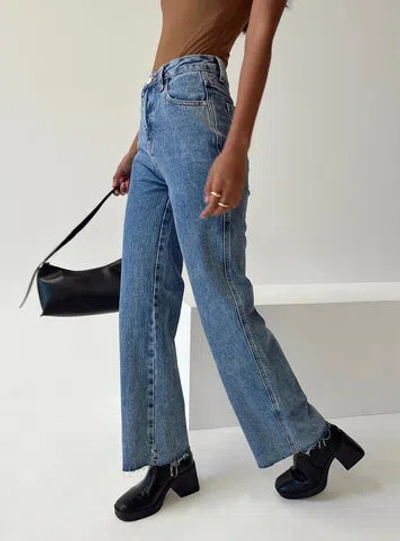 Shop Pp Dnm Arlington Straight Leg Denim Jeans In Mid Wash