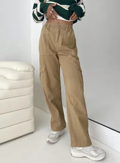 Shop Princess Polly Pawley Cargo Pants In Beige