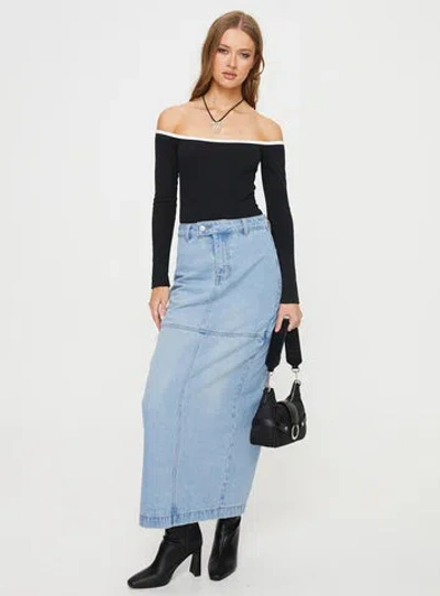 Shop Pp Dnm Markanna Denim Midi Skirt In Light Wash