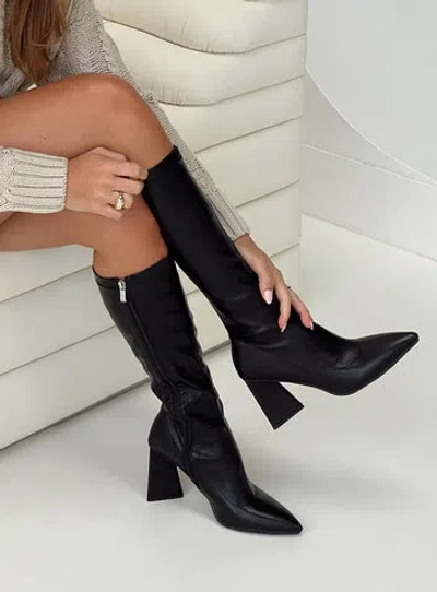 Shop Princess Polly Vibe Knee High Boots In Black