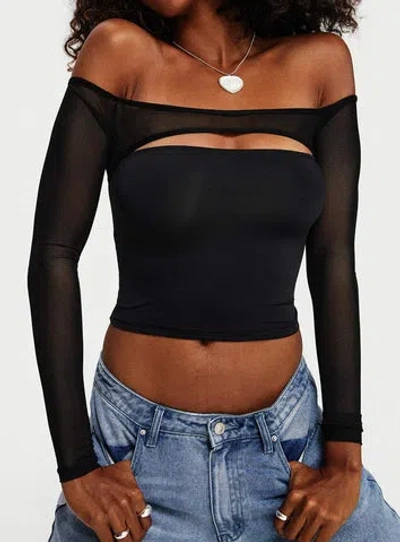 Shop Princess Polly Lower Impact Kampton Off The Shoulder Top In Black