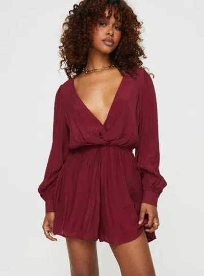 Shop Princess Polly Moonscape Romper In Burgundy