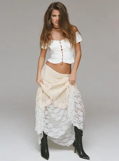 Shop Princess Polly Astryd Lace Maxi Skirt In Cream