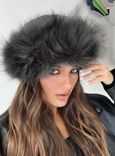 Shop Princess Polly Mikella Faux Fur Hat In Grey