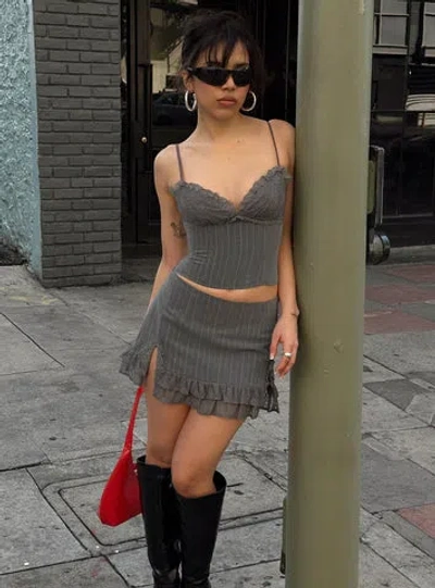Princess Polly Ferran Mini Skirt In Grey Pinstripe