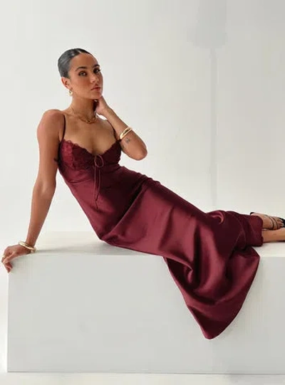 Shop Princess Polly Fadyen Bias Cut Maxi Dress In Burgundy