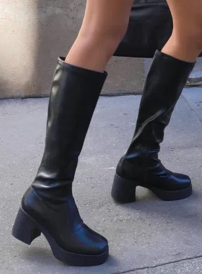 Shop Princess Polly Lower Impact Westcott Knee High Boots In Black