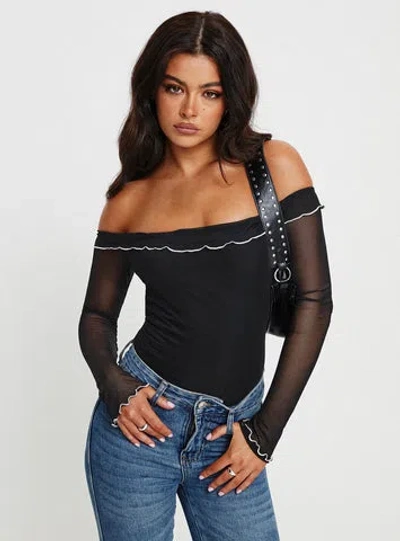 Shop Princess Polly Lower Impact Arsema Off The Shoulder Bodysuit In Black