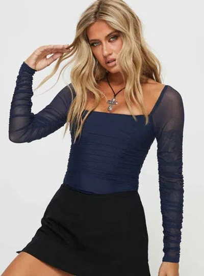 Shop Princess Polly Lower Impact Delany Bodysuit In Navy