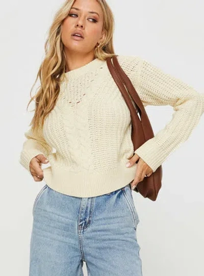 Shop Princess Polly Kynlee Cable Knit Sweater In Cream