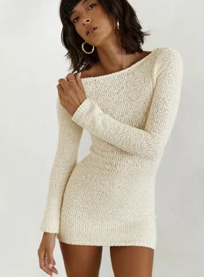 Princess Polly Cosy Up Long Sleeve Boucle Mini Dress In Cream