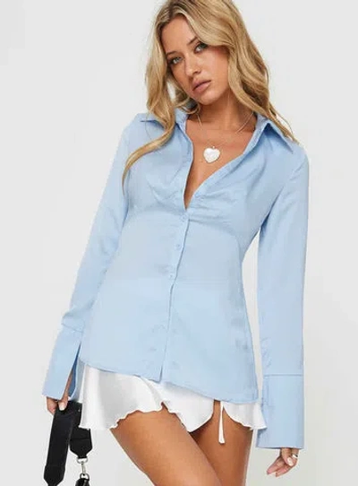 Shop Princess Polly Lower Impact Southgate Shirt In Blue